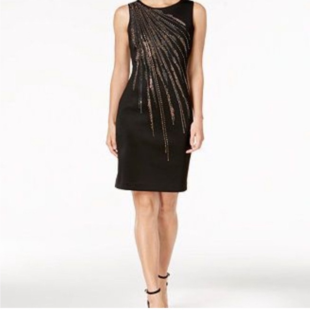 Calvin Klein Fireworks Scuba Sheath Dress SZ 2